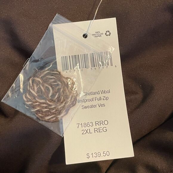 Duluth Trading Co. Shetland Wool Windproof Full-Zip Sweater Vest Heather Brown K - Picture 6 of 9
